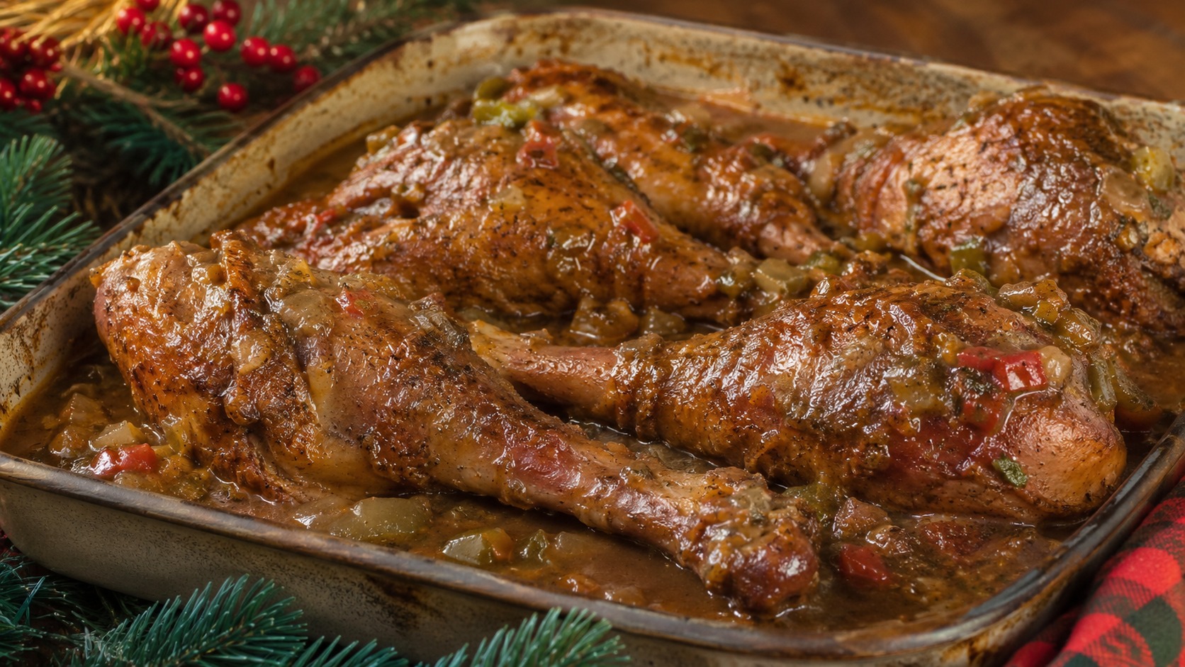 Smothered Cajun turkey legs