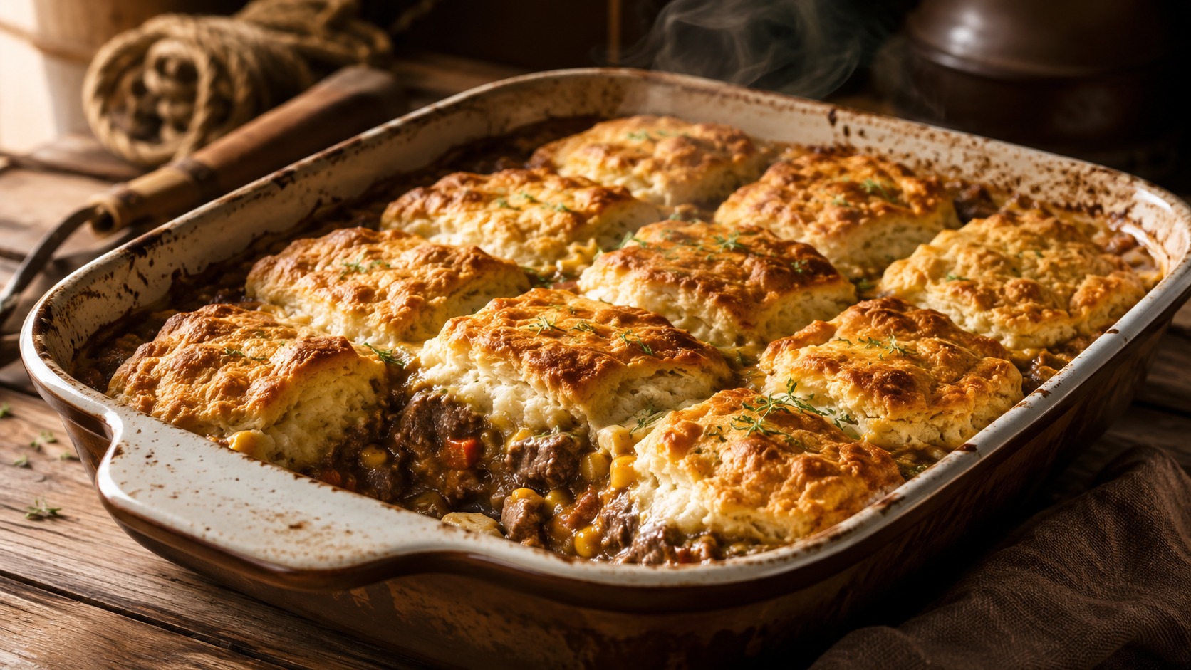 Beef and biscuit casserole