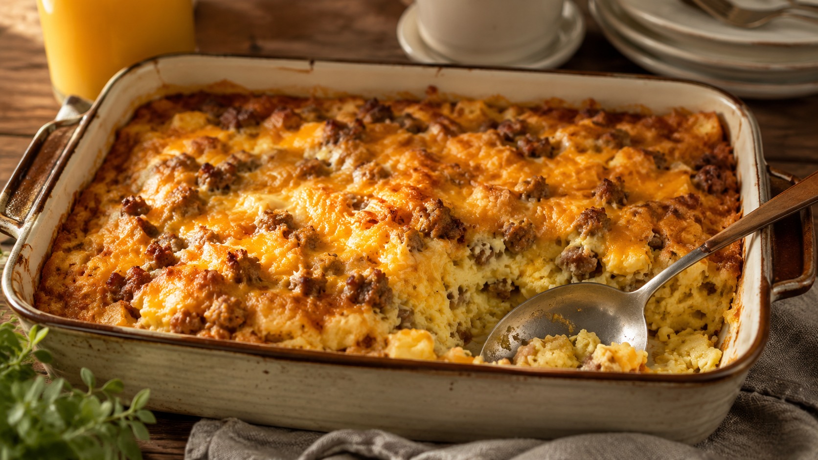 Croissant breakfast casserole